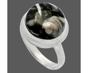 Mexican Cabbing Fossil Ring size-7 SDR226262 R-1007, 13x13 mm