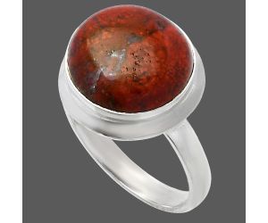 Red Moss Agate Ring size-8 SDR226294 R-1007, 13x13 mm