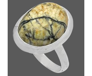 Authentic White Buffalo Turquoise Nevada Ring size-10 SDR226384 R-1007, 14x18 mm