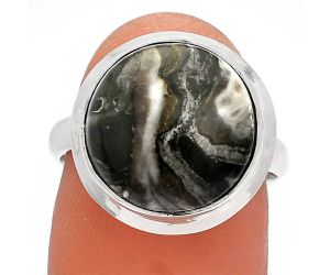 Mexican Cabbing Fossil Ring size-7 SDR226389 R-1007, 13x13 mm