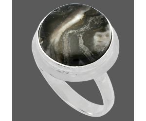 Mexican Cabbing Fossil Ring size-7 SDR226389 R-1007, 13x13 mm