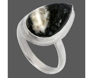 Mexican Cabbing Fossil Ring size-8 SDR226422 R-1007, 10x18 mm