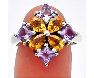 Citrine and Amethyst Ring size-9 SDR226460 R-1021, 6x4 mm