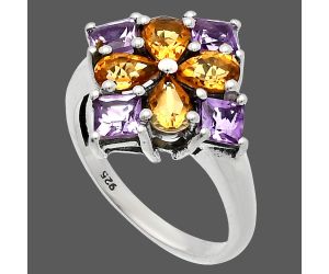 Citrine and Amethyst Ring size-9 SDR226460 R-1021, 6x4 mm