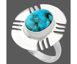 Natural Turquoise Morenci Mine Ring size-7 SDR226479 R-1240, 9x12 mm