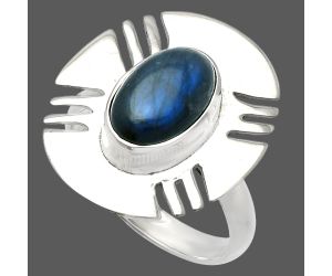 Blue Fire Labradorite Ring size-7 SDR226494 R-1240, 7x11 mm