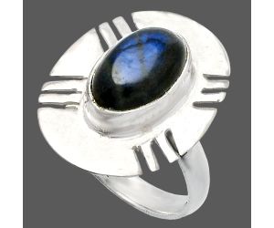 Blue Fire Labradorite Ring size-8 SDR226495 R-1240, 8x13 mm
