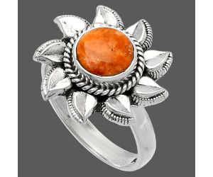 Sun - Red Sponge Coral Ring size-6 SDR226517 R-1617, 7x7 mm