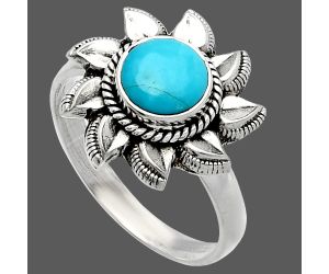 Sun - Natural Rare Turquoise Nevada Aztec Mt Ring size-9 SDR226521 R-1617, 7x7 mm