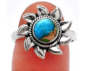 Sun - Multi Copper Turquoise Ring size-8 SDR226522 R-1617, 7x7 mm