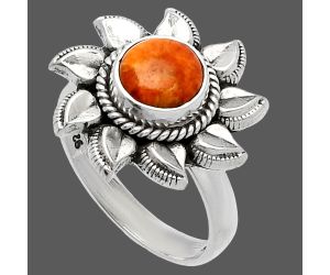 Sun - Red Sponge Coral Ring size-6 SDR226528 R-1617, 7x7 mm