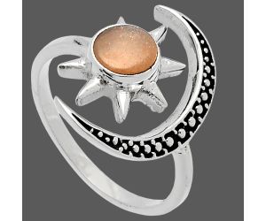 Star Moon - Sunstone Ring size-7.5 SDR226608 R-1015, 6x6 mm