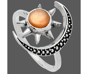 Star Moon - Sunstone Ring size-7 SDR226640 R-1015, 6x6 mm