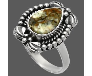 Authentic White Buffalo Turquoise Nevada Ring size-8 SDR226671 R-1598, 8x11 mm