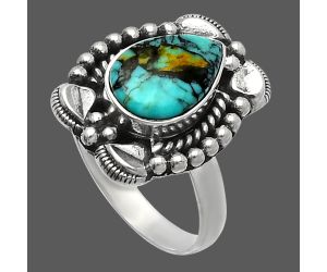 Lucky Charm Tibetan Turquoise Ring size-6 SDR226694 R-1598, 7x11 mm