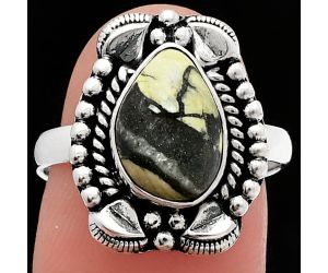Authentic White Buffalo Turquoise Nevada Ring size-8 SDR226701 R-1598, 8x11 mm