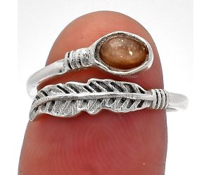Adjustable Feather - Sunstone Ring size-6.5 SDR226719 R-1496, 4x6 mm