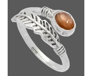 Adjustable Feather - Sunstone Ring size-6.5 SDR226719 R-1496, 4x6 mm