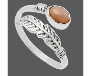 Adjustable Feather - Sunstone Ring size-7.5 SDR226722 R-1496, 4x6 mm