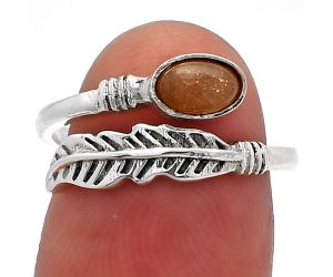 Adjustable Feather - Sunstone Ring size-6.5 SDR226731 R-1496, 4x6 mm