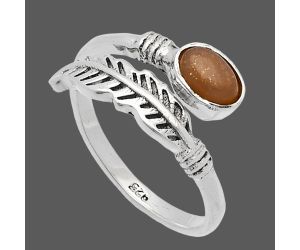 Adjustable Feather - Sunstone Ring size-6.5 SDR226731 R-1496, 4x6 mm