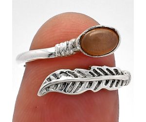 Adjustable Feather - Sunstone Ring size-6 SDR226771 R-1496, 4x6 mm