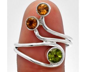 Peridot and Citrine Ring size-8 SDR226792 R-1390, 5x5 mm