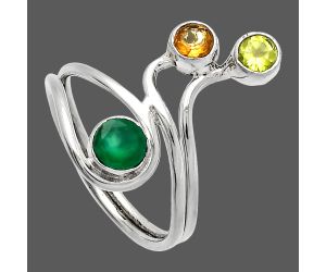 Green Onyx, Citrine & Peridot Ring size-9 SDR226800 R-1390, 5x5 mm