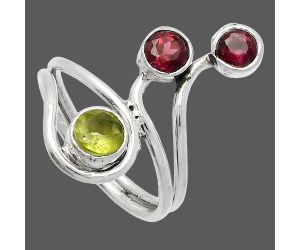 Peridot and Garnet Ring size-6.5 SDR226802 R-1390, 5x5 mm
