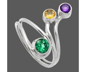 Lab Created Emerald, Citrine & Amethyst Ring size-8 SDR226829 R-1390, 5x5 mm