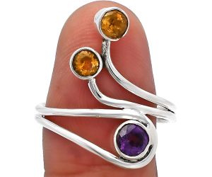 Amethyst and Citrine Ring size-9.5 SDR226830 R-1390, 5x5 mm