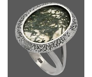 Horse Canyon Moss Agate Ring size-7.5 SDR227064 R-1307, 11x16 mm