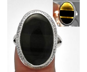 Black Lace Obsidian Ring size-8.5 SDR227073 R-1307, 14x21 mm