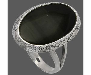 Black Lace Obsidian Ring size-8.5 SDR227073 R-1307, 14x21 mm