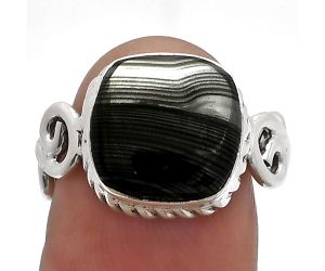 Crown Of Silver Psilomelane - Black Malachite Ring size-7 SDR227082 R-1652, 11x11 mm