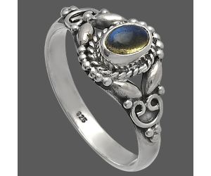 Blue Fire Labradorite Ring size-8.5 SDR227103 R-1286, 4x6 mm