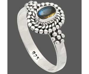 Blue Fire Labradorite Ring size-8.5 SDR227247 R-1447, 4x6 mm