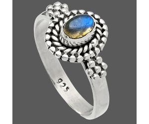 Blue Fire Labradorite Ring size-8.5 SDR227249 R-1447, 4x6 mm