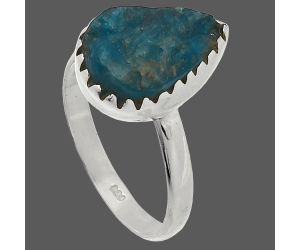 Neon Blue Apatite Rough Ring size-7 SDR227251 R-1210, 9x13 mm