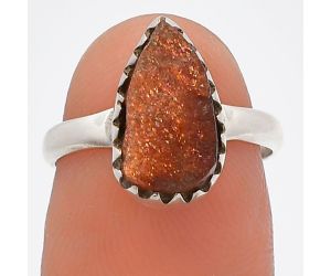 Sunstone Rough Ring size-6 SDR227264 R-1210, 7x13 mm
