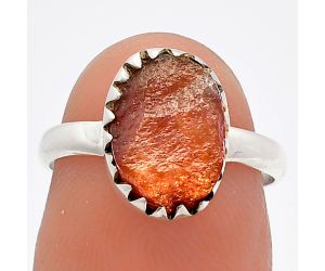 Sunstone Rough Ring size-6 SDR227270 R-1210, 8x11 mm