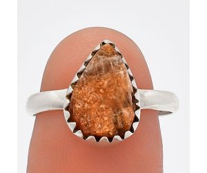 Sunstone Rough Ring size-8 SDR227271 R-1210, 8x12 mm