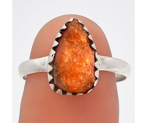 Sunstone Rough Ring size-8 SDR227272 R-1210, 8x12 mm