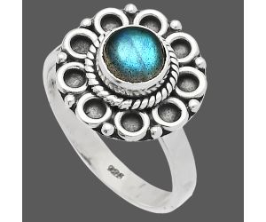 Blue Fire Labradorite Ring size-7.5 SDR227316 R-1256, 6x6 mm