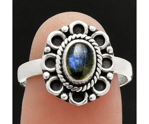 Blue Fire Labradorite Ring size-8 SDR227317 R-1256, 5x7 mm