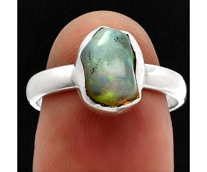 Ethiopian Opal Rough Ring size-7 SDR227320 R-1001, 8x10 mm