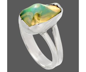 Ethiopian Opal Rough Ring size-7.5 SDR227341 R-1001, 7x12 mm