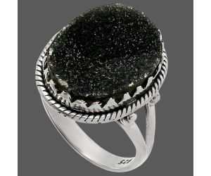 Black Druzy Ring size-9 SDR227414 R-1474, 14x19 mm