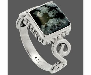 Snow Flake Obsidian Ring size-8 SDR227458 R-1652, 10x10 mm