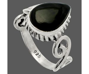 Black Lace Obsidian Ring size-7.5 SDR227474 R-1652, 9x13 mm